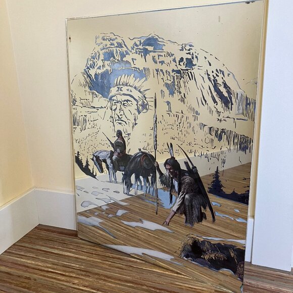 Indian Trackers in Snow Printed Mirror Art Print Vintage Native American AS-IS - Picture 7 of 10